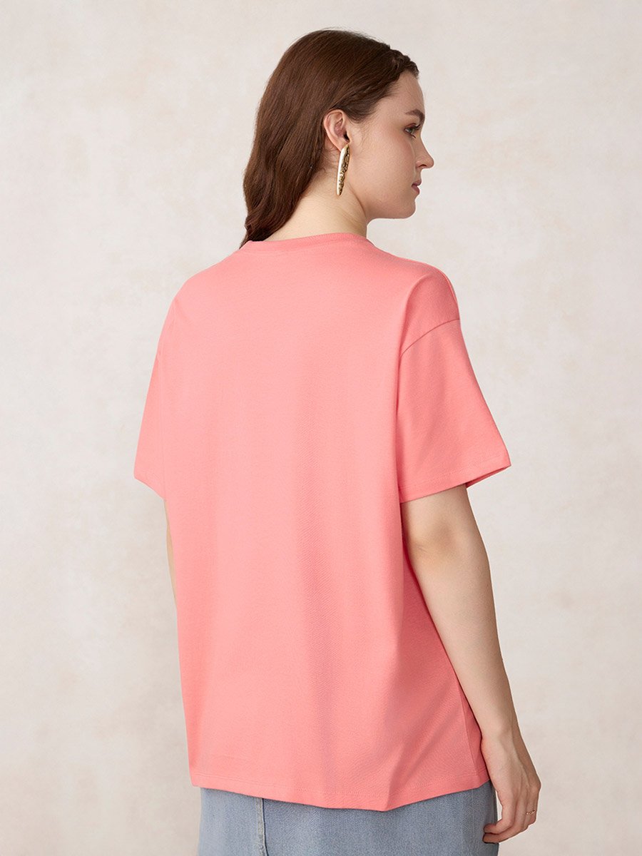 Pink Graphic Oversized T-Shirt - 100% Cotton