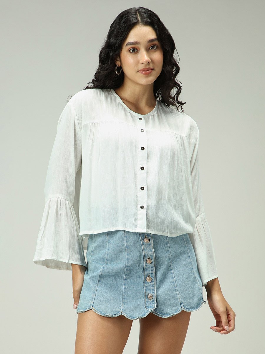 White Button Down Flowy Shirt