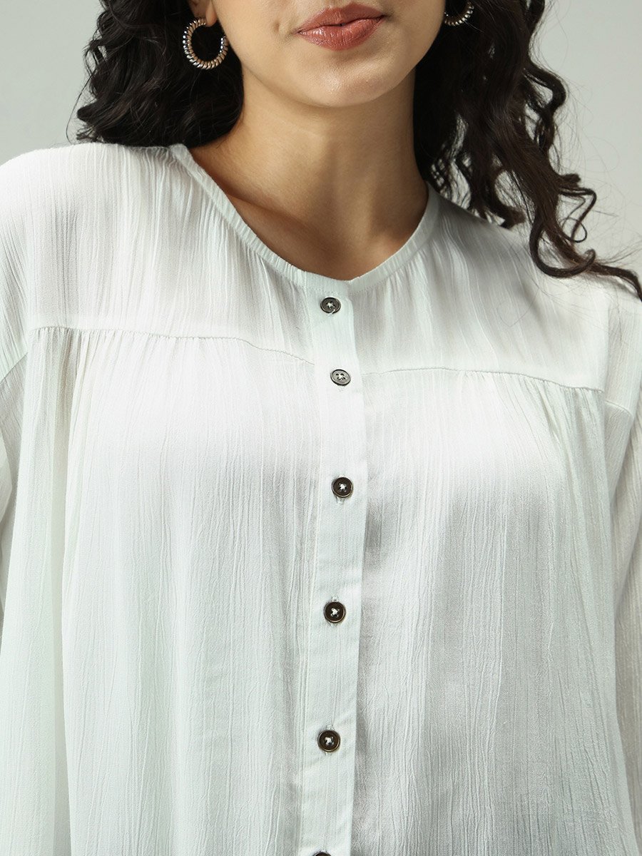 White Button Down Flowy Shirt