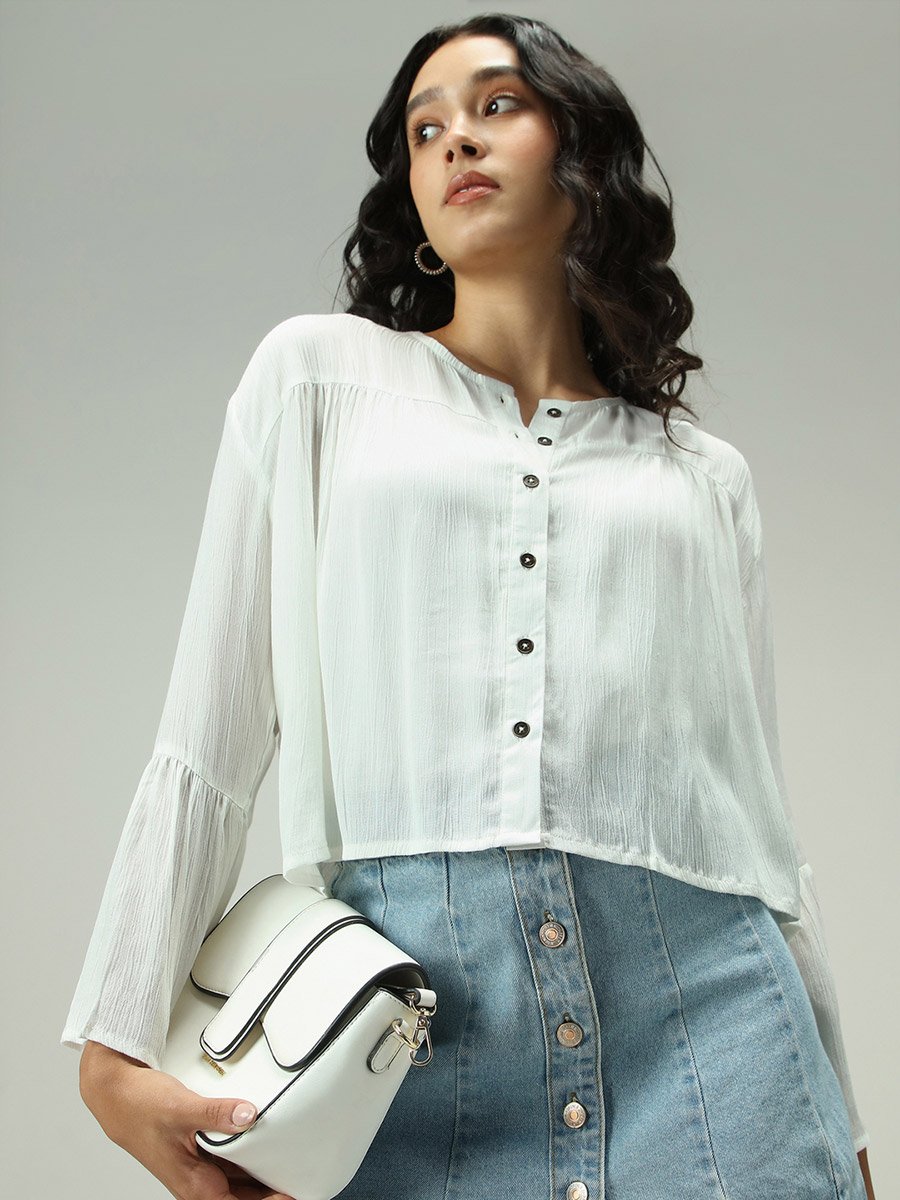 White Button Down Flowy Shirt