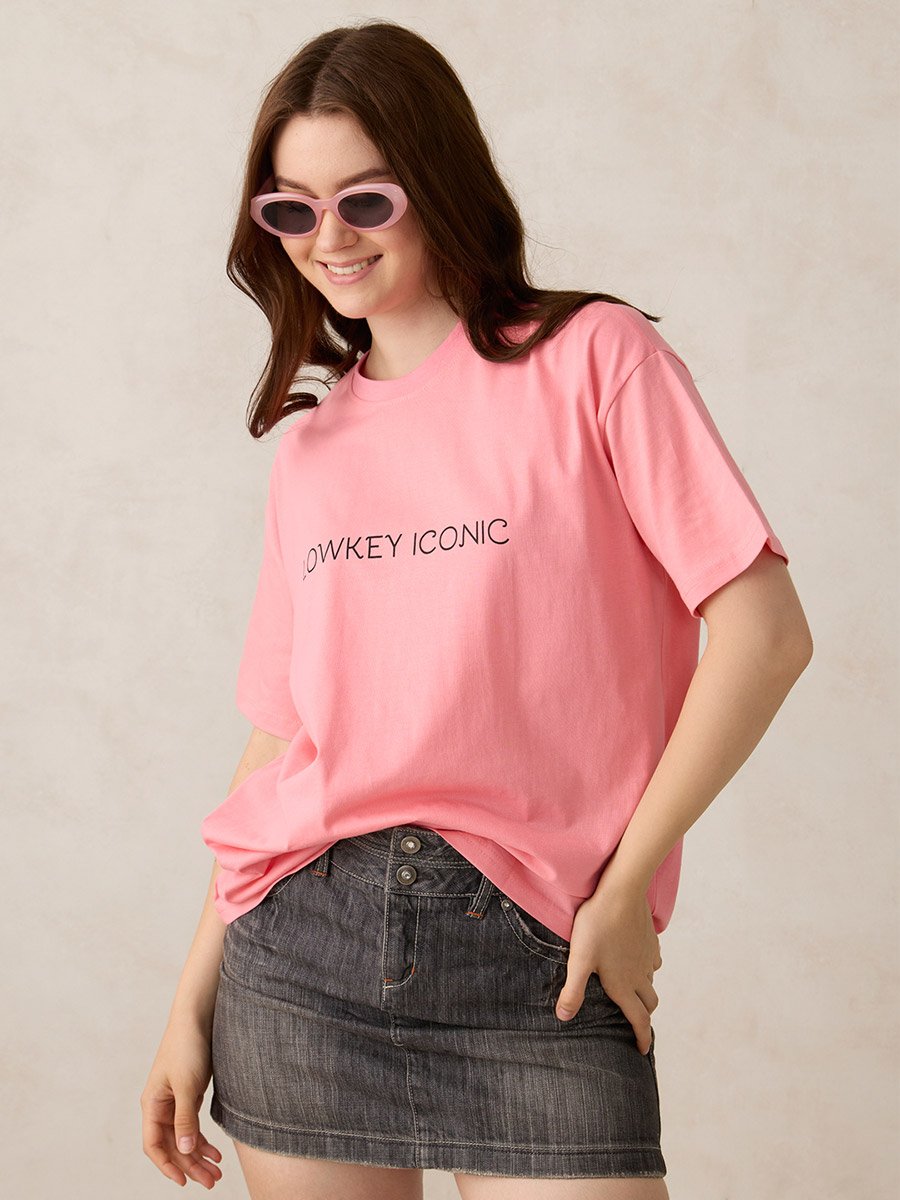 Pink Slogan Oversized T-Shirt