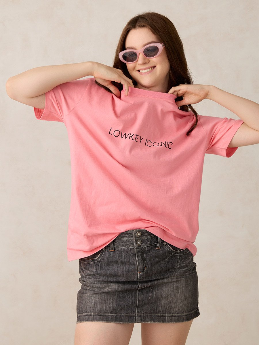 Pink Slogan Oversized T-Shirt