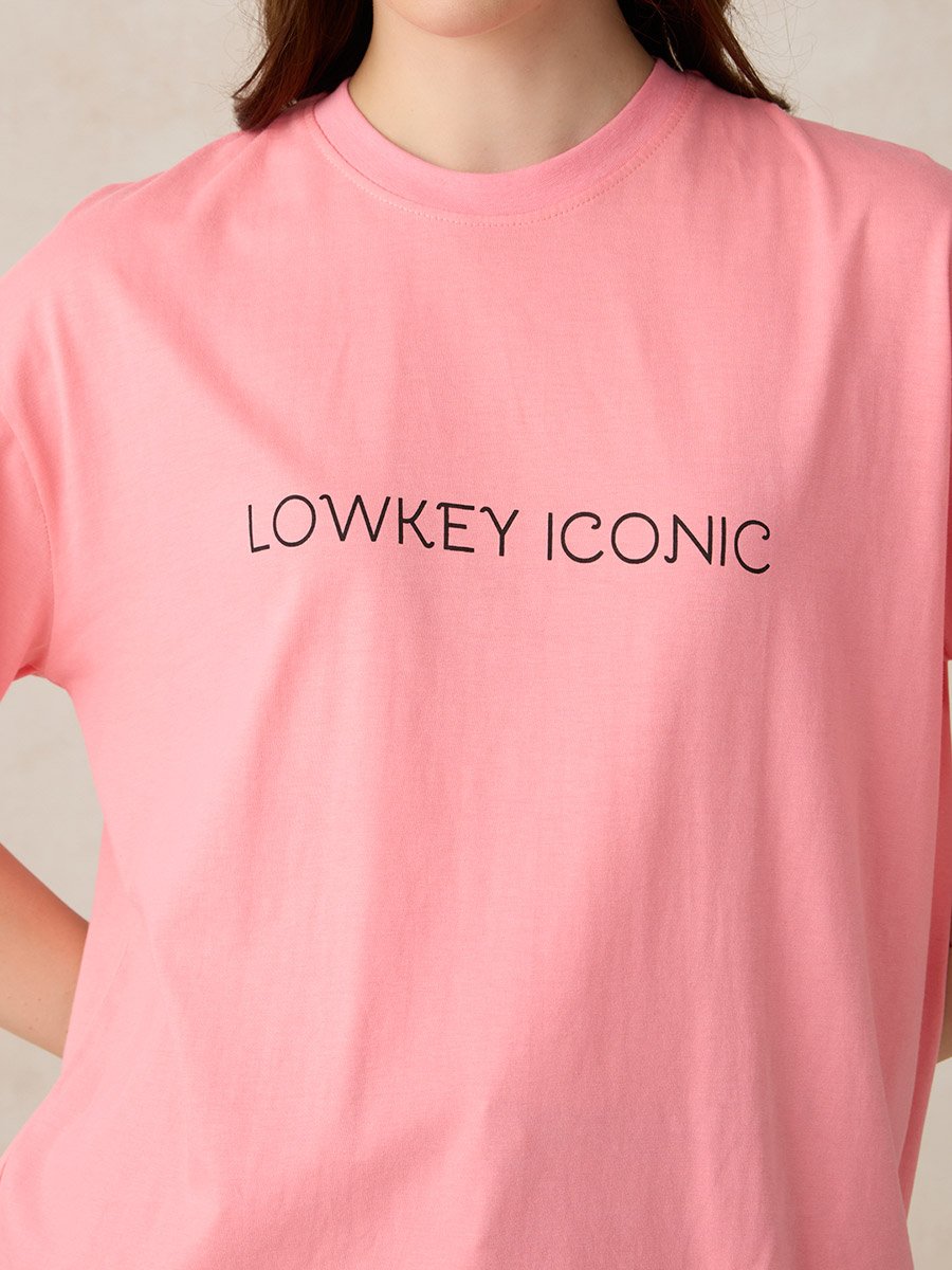Pink Slogan Oversized T-Shirt