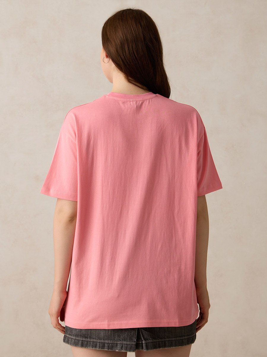 Pink Slogan Oversized T-Shirt