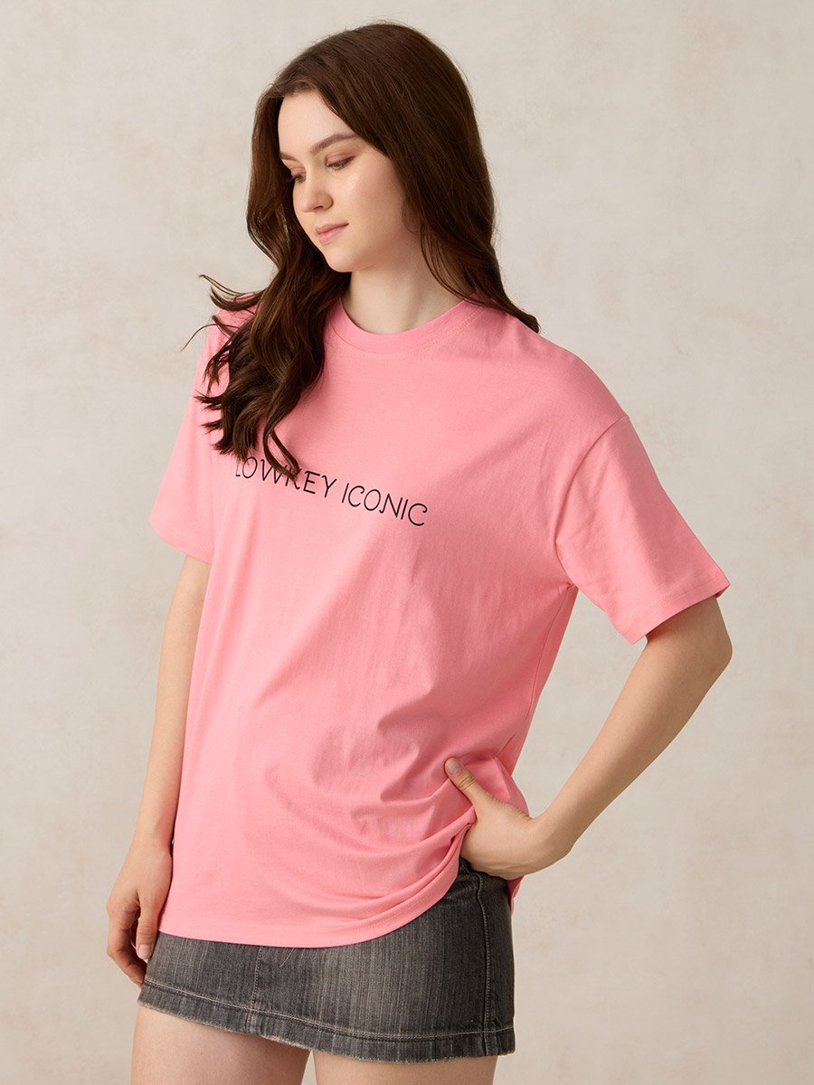 Pink Slogan Oversized T-Shirt