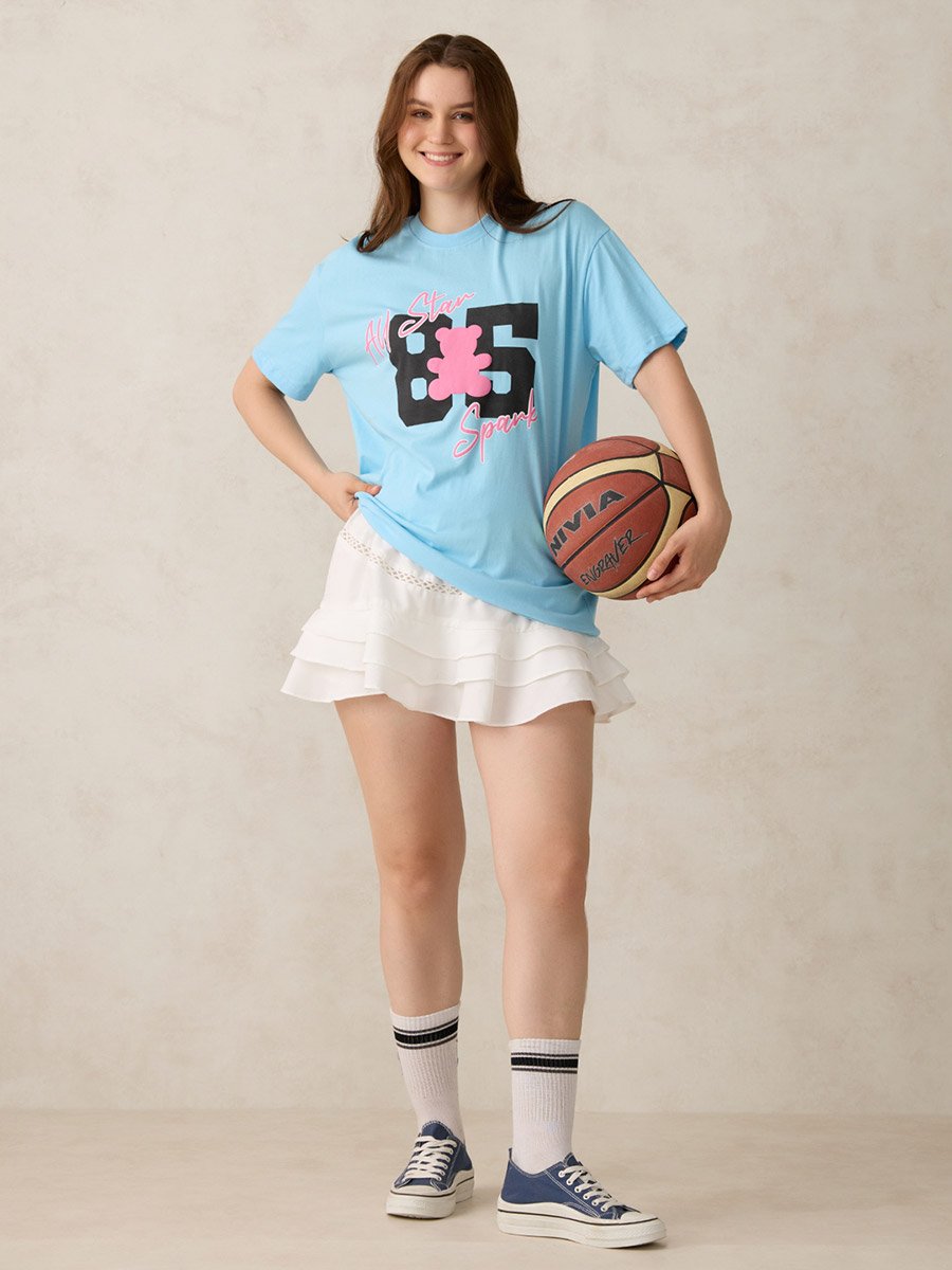 Blue Graphic Oversized T-Shirt