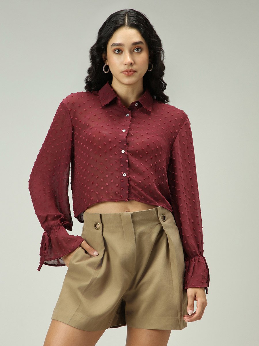 Maroon Dobby Textured Shirt