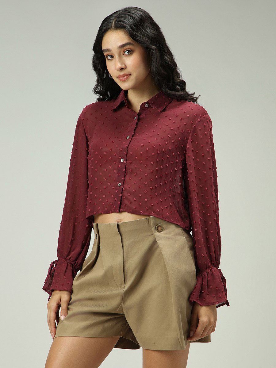 Maroon Dobby Textured Shirt