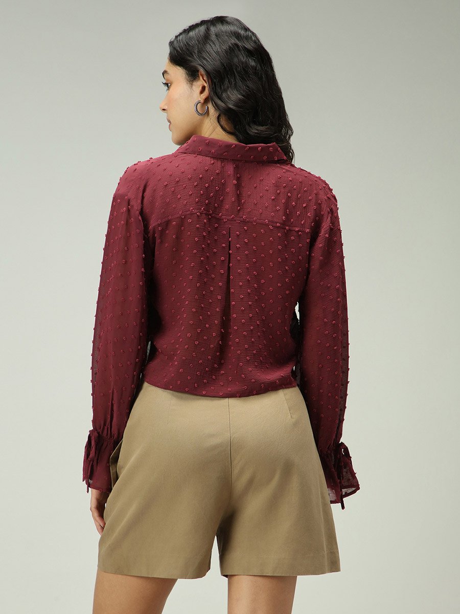 Maroon Dobby Textured Shirt