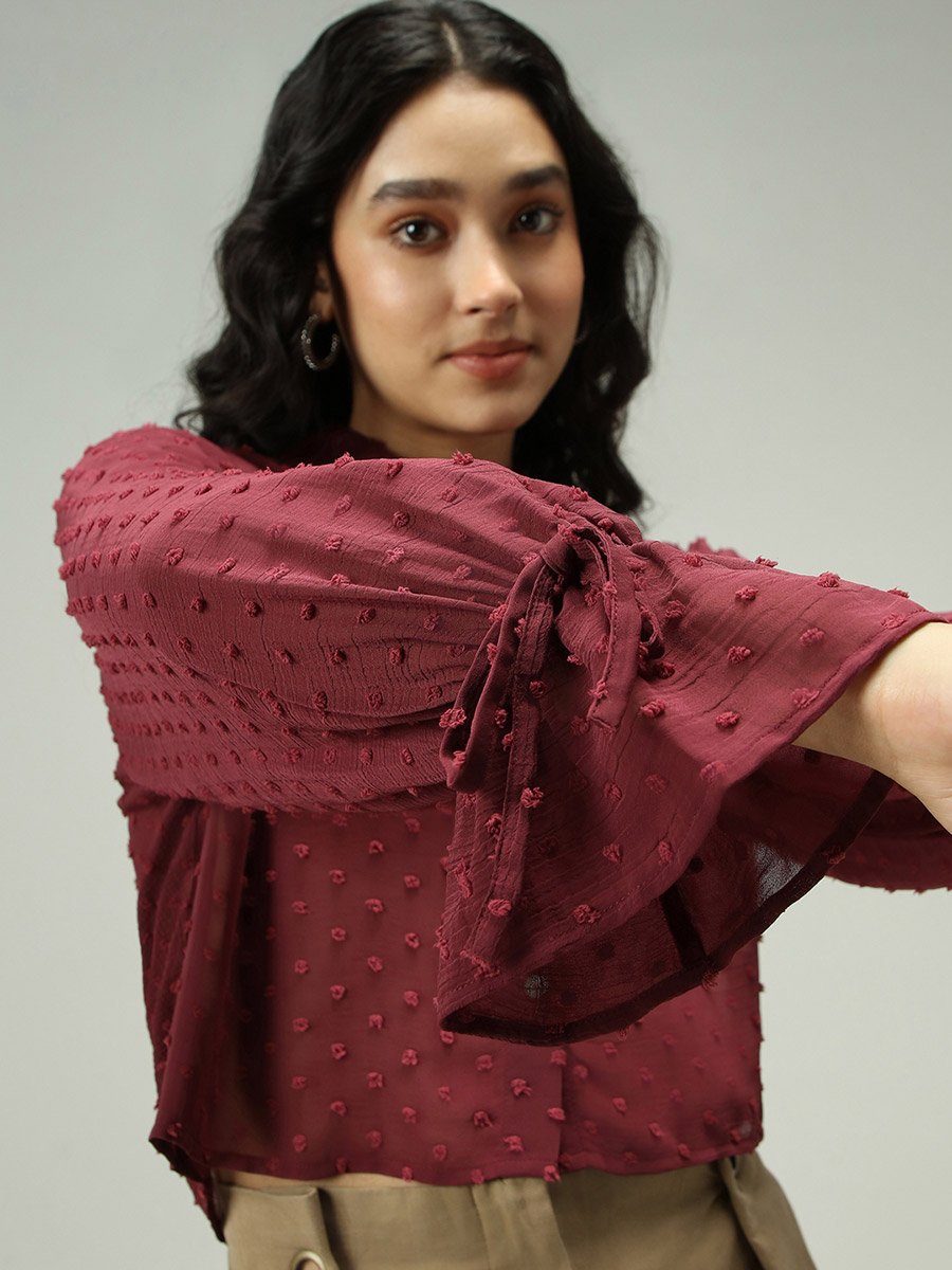 Maroon Dobby Textured Shirt