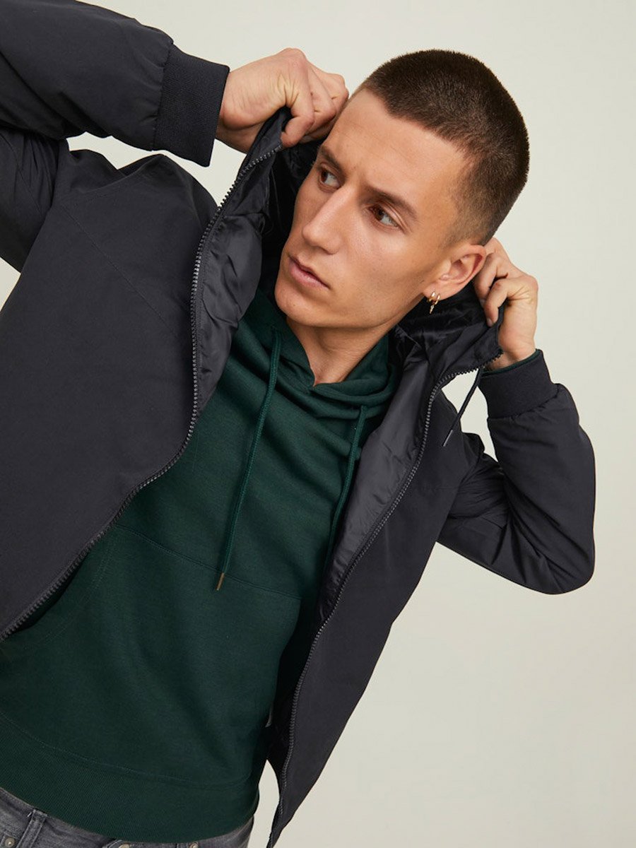 JJERUSH Printed Bomber Jacket with Hood
