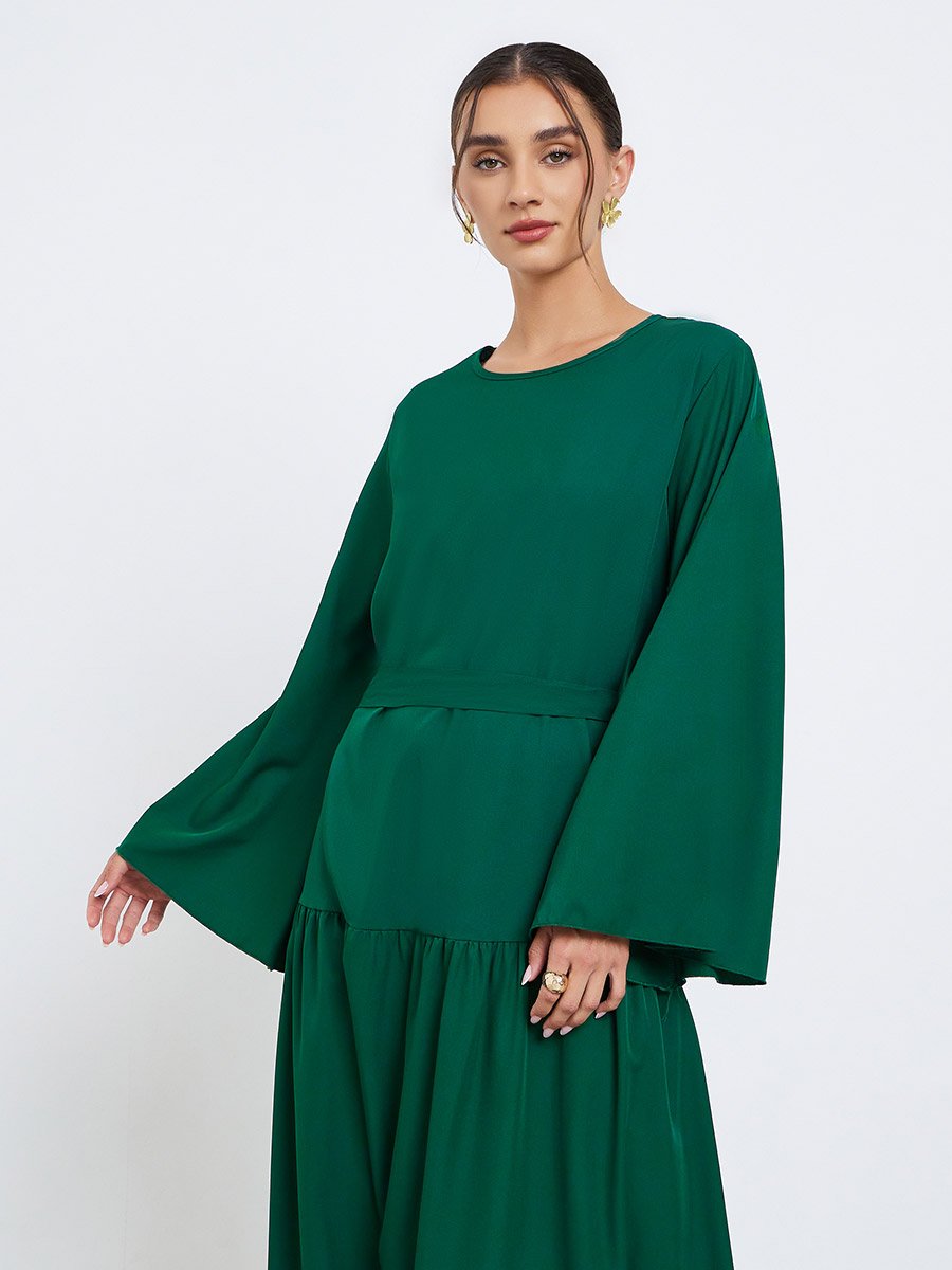 green satin formal dress Ever-Pretty Satin Empire Waist Maxi Summer Formal Wedding Guest Dress with Pockets main image 0