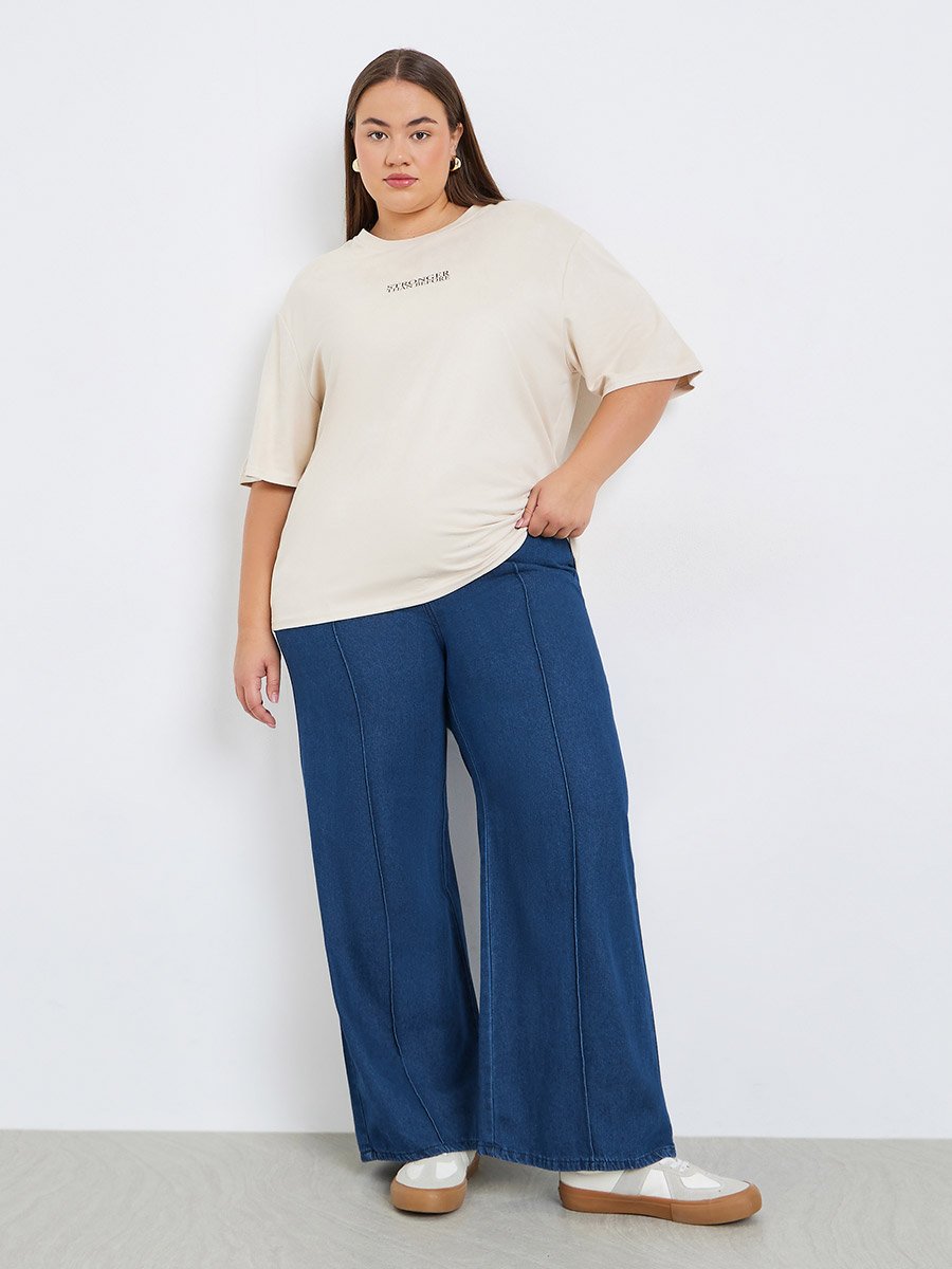 Plus Size Wide Leg Casual Jeans