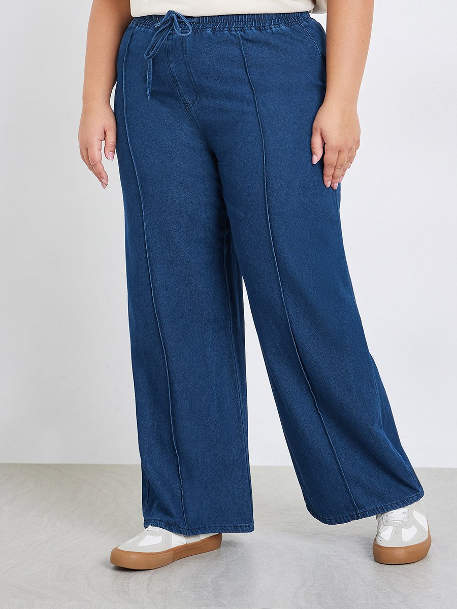 Plus Size Wide Leg Casual Jeans