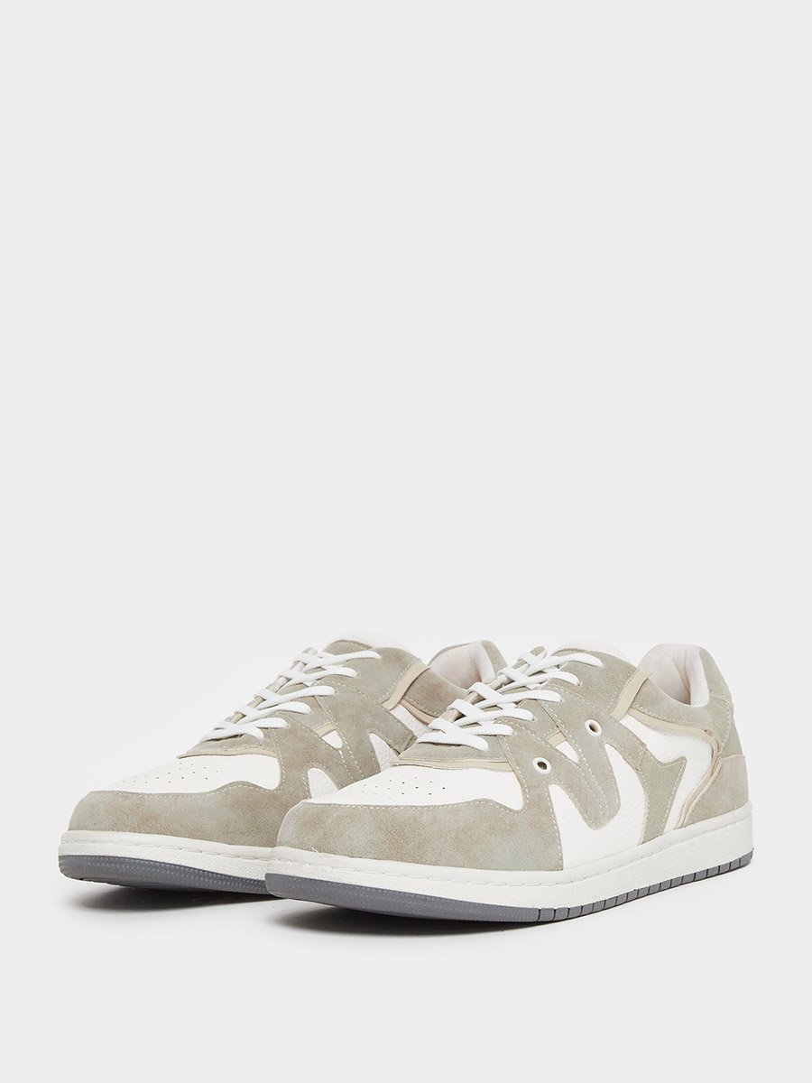 Men Beige Suede Panel Sneakers