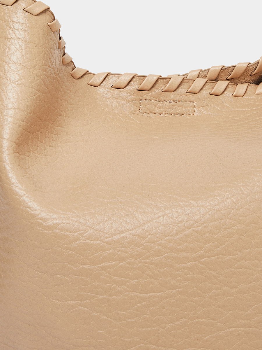 Beige Braided Strap Shoulder Bag with Pouch