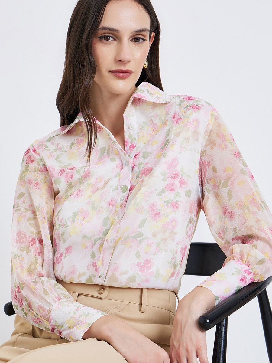 Women Floral Print Long Sleeve Shirt