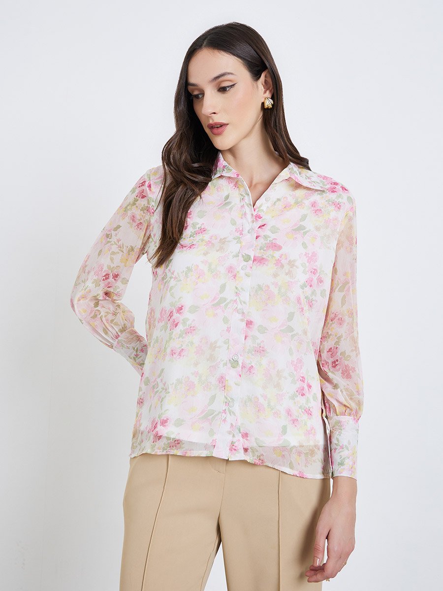 Women Floral Print Long Sleeve Shirt