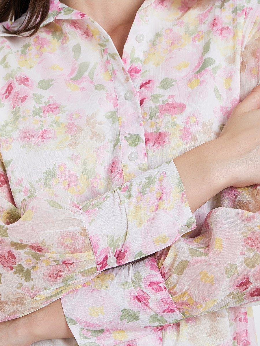 Women Floral Print Long Sleeve Shirt