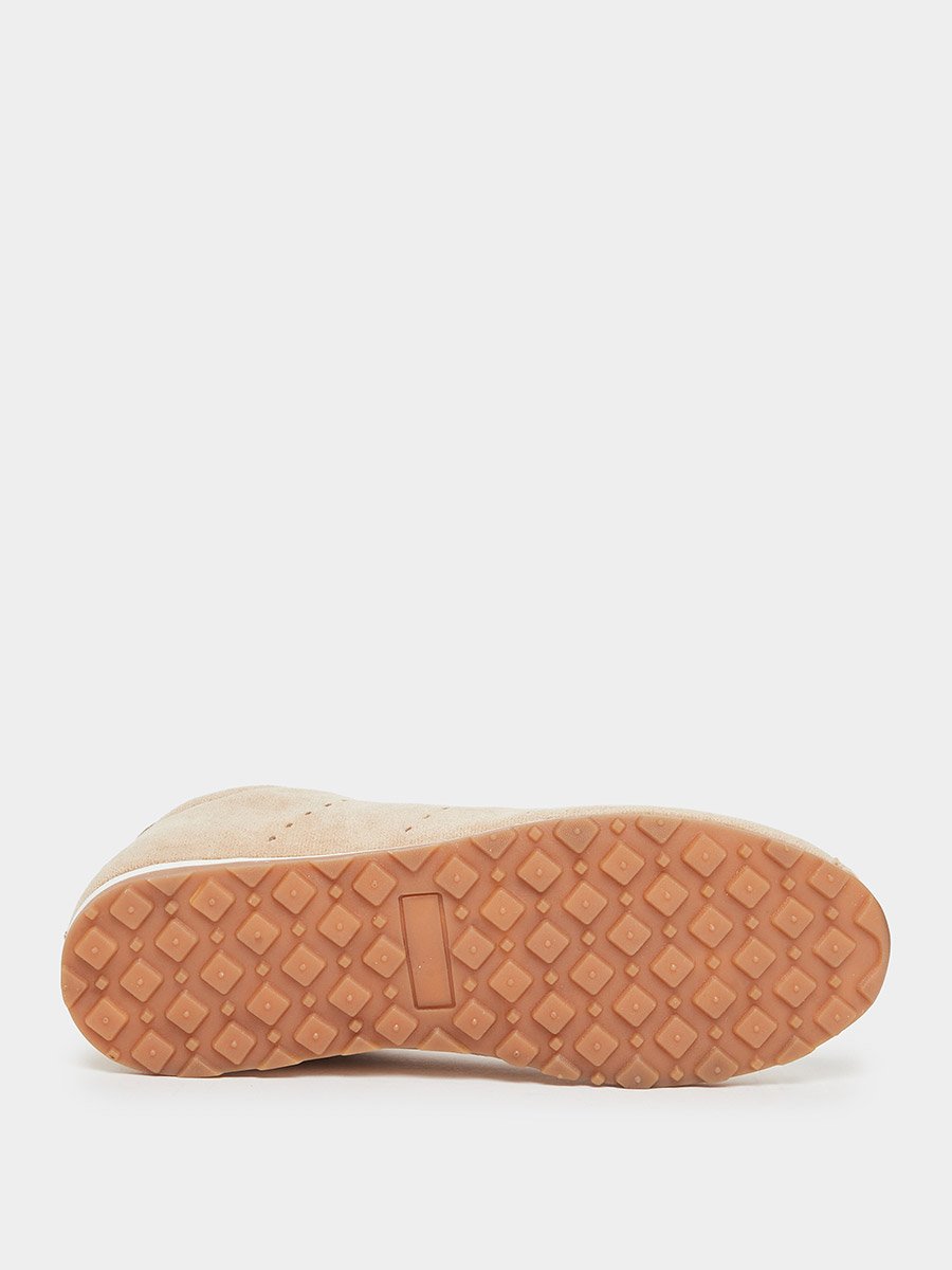 Tan Suede-Look Lace-Up Sneakers