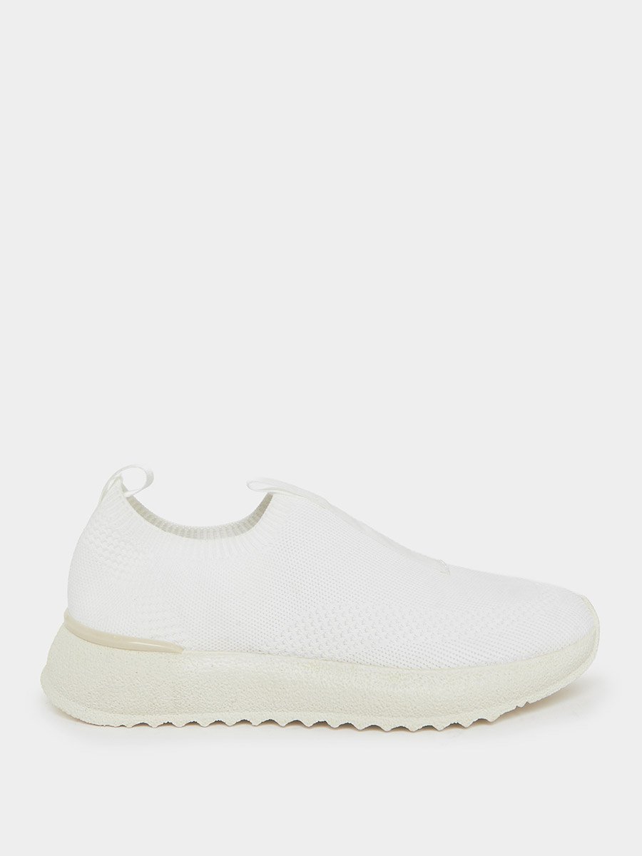 White Textile Slip-On Sneakers