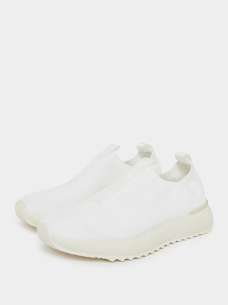White Textile Slip-On Sneakers