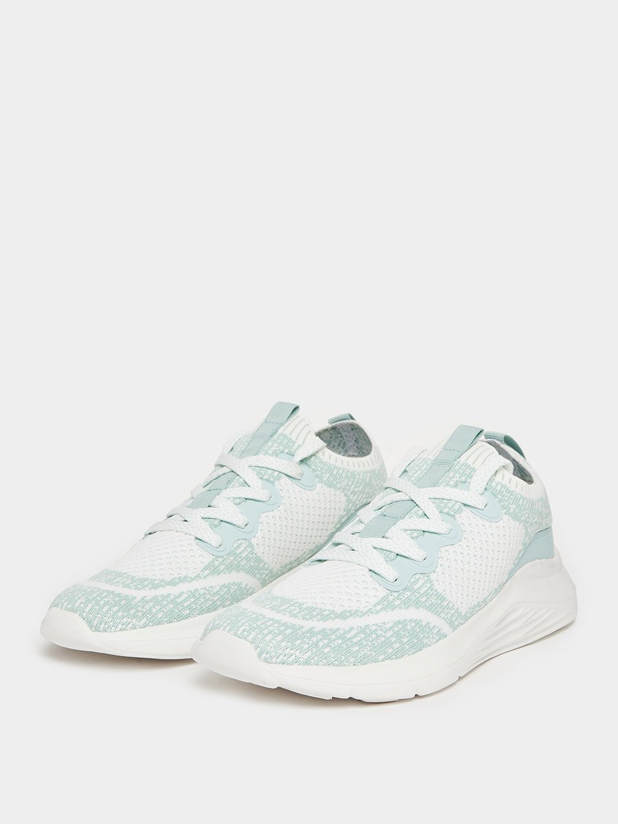 Women Green Textile Knit Sneakers