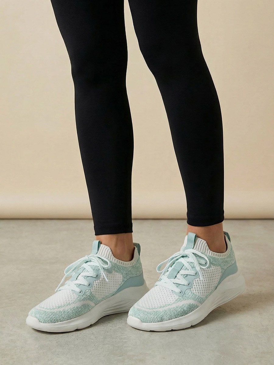 Women Green Textile Knit Sneakers
