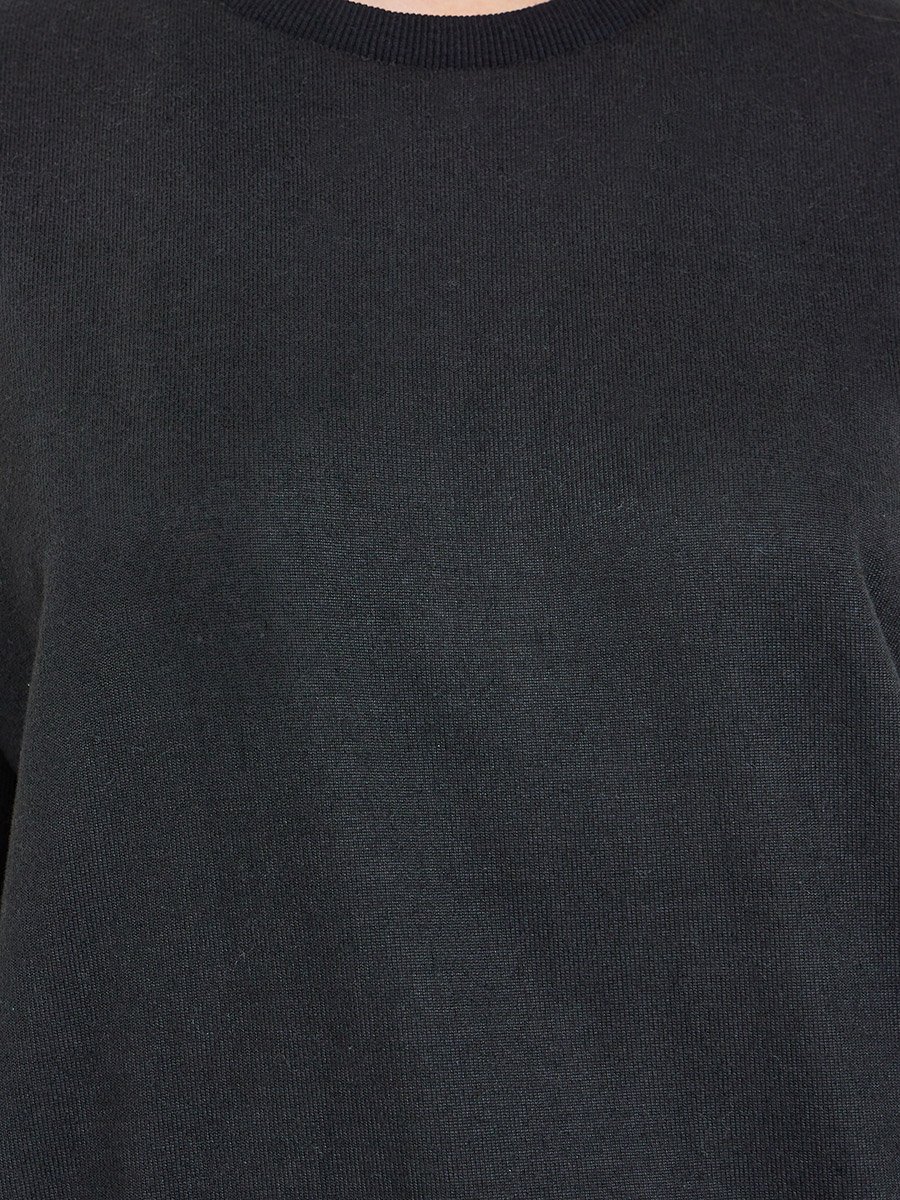 Black Regular Fit Round Neck Sweatshirt