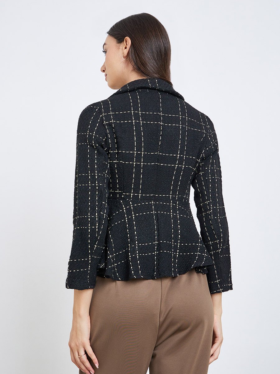 Black Tweed Buttoned Jacket