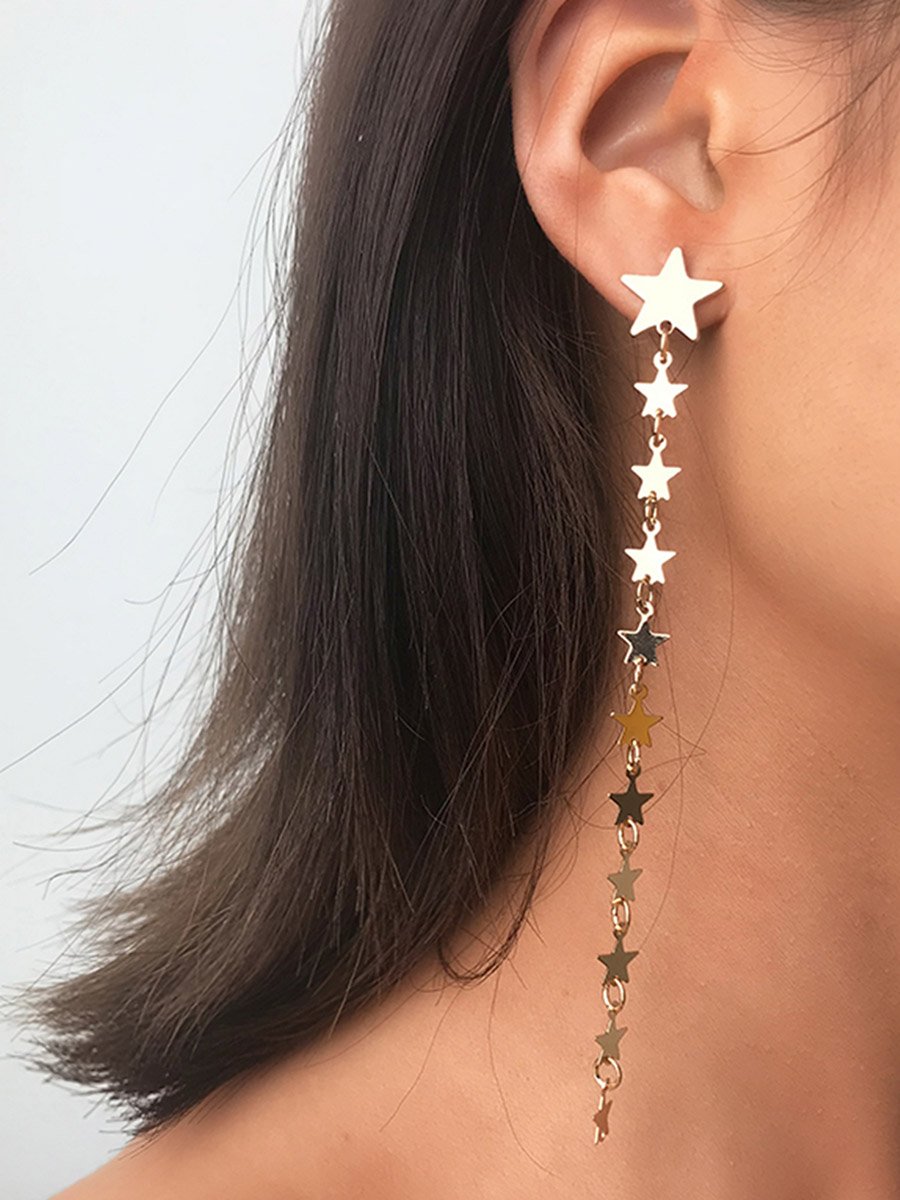 Golden Dangle Star Earrings