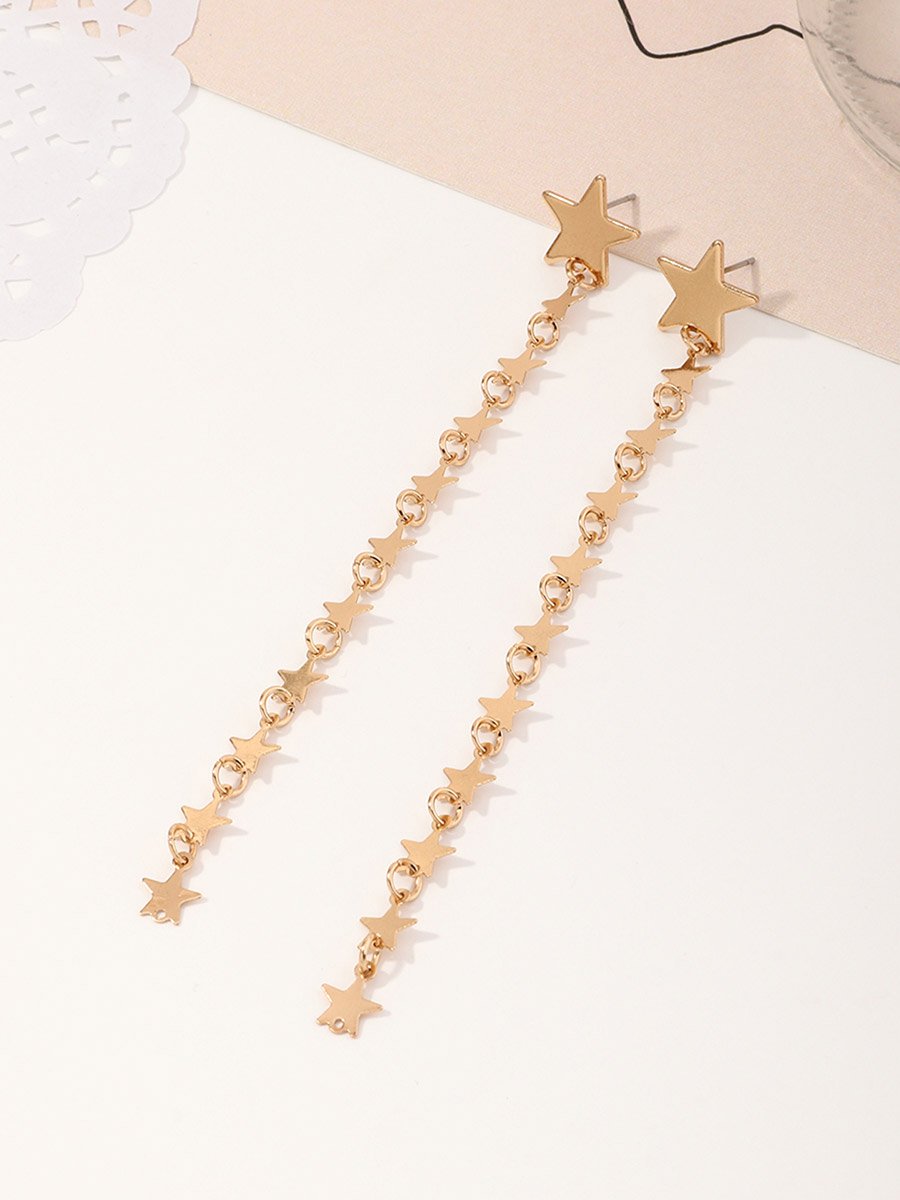 Golden Dangle Star Earrings