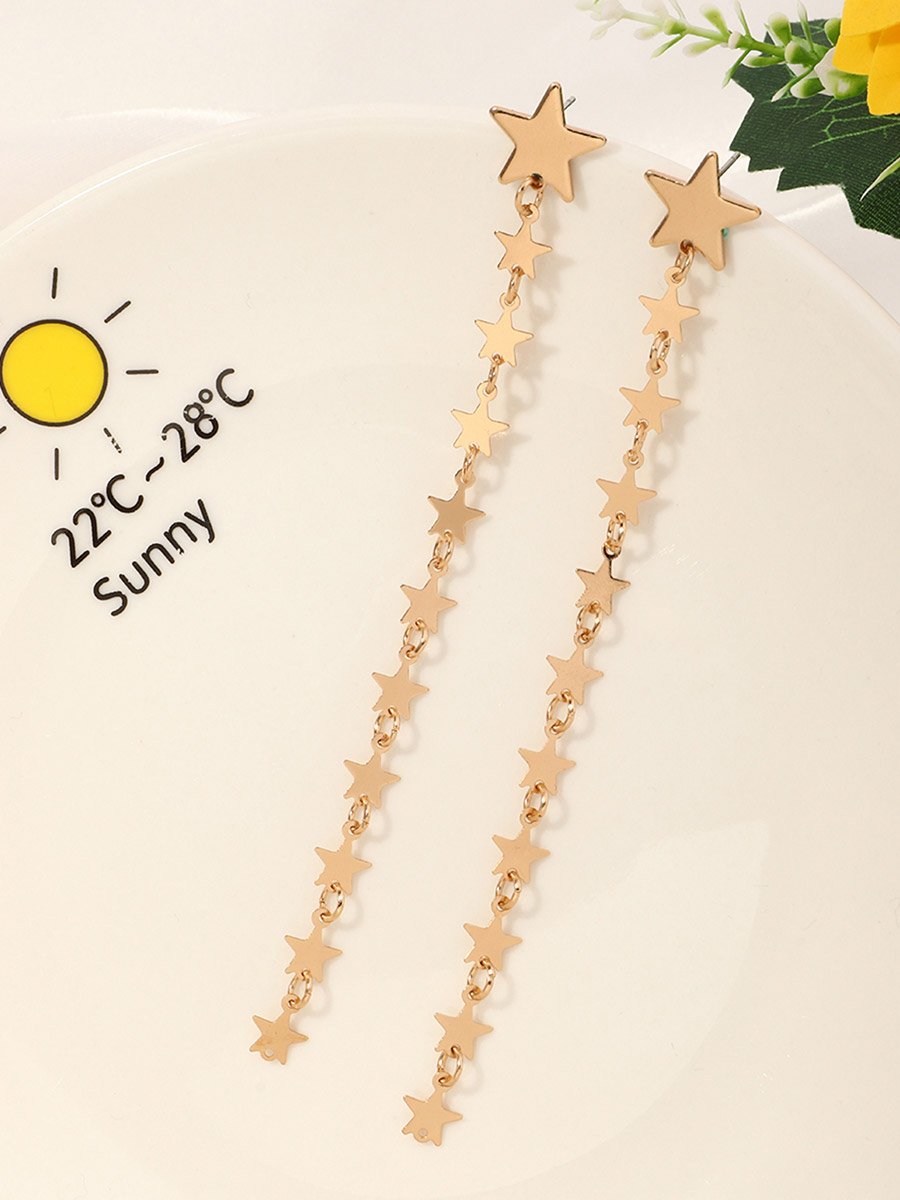 Golden Dangle Star Earrings