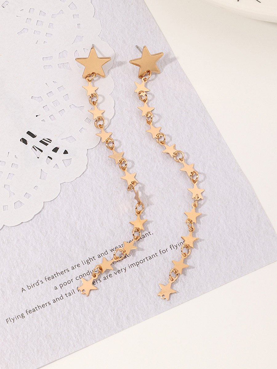 Golden Dangle Star Earrings