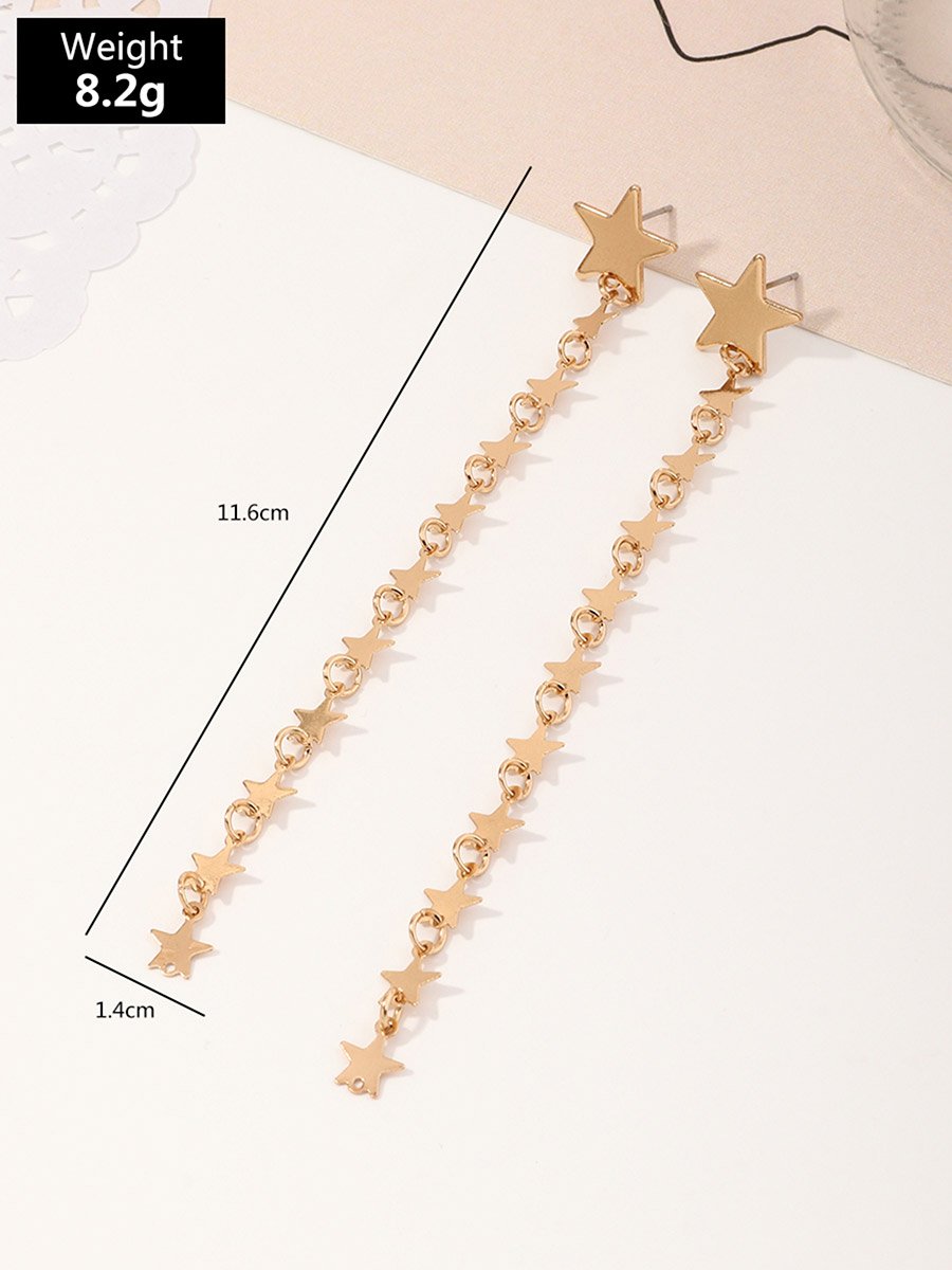 Golden Dangle Star Earrings