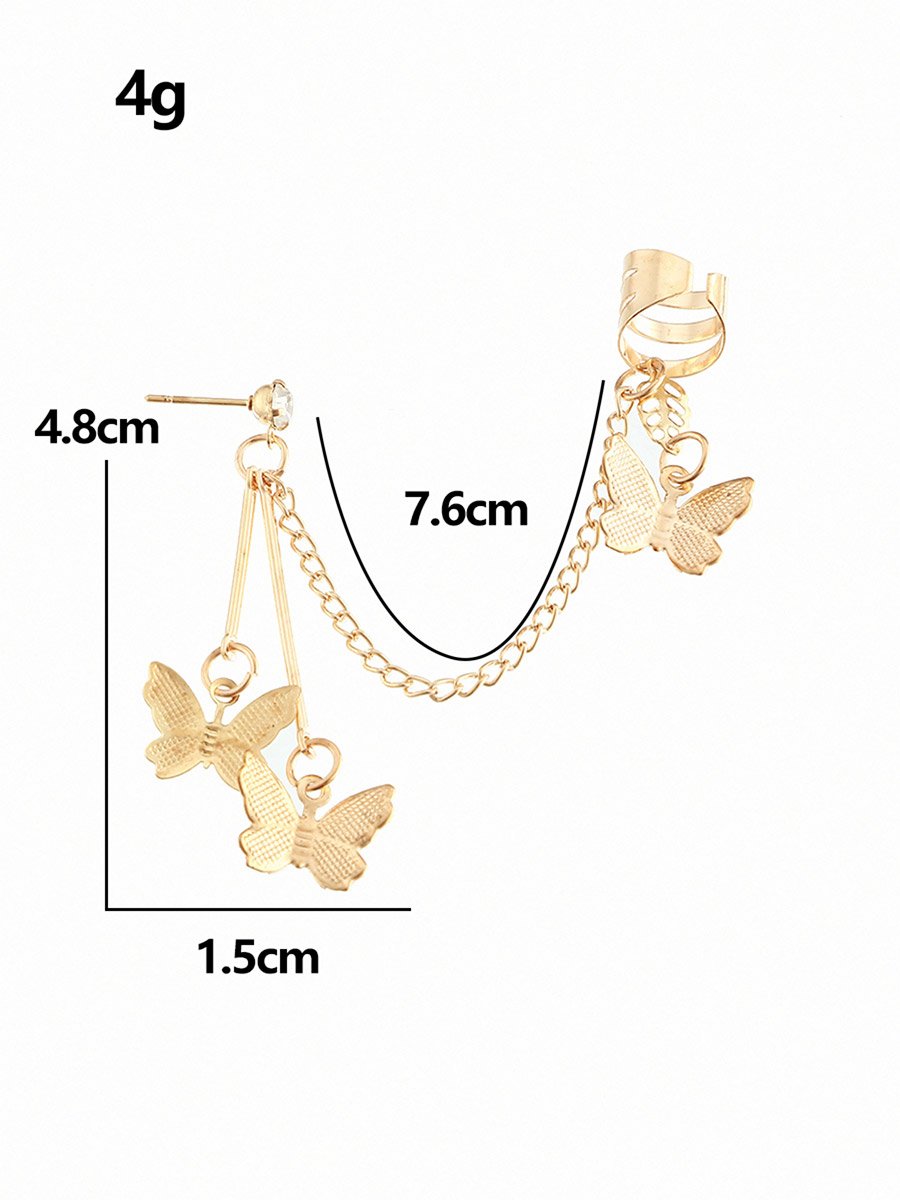 Butterfly Chain Ear Cuff and Stud Earrings