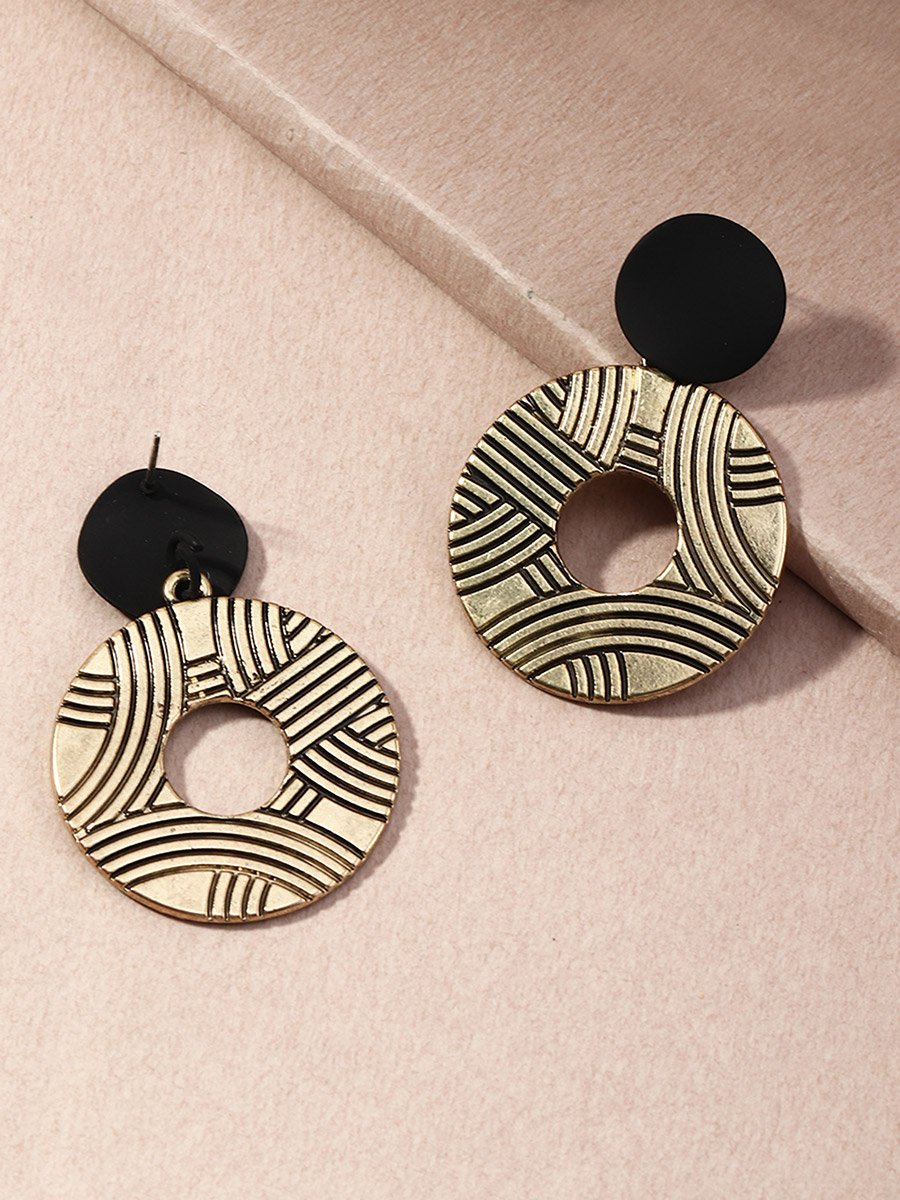 Textured Round Hoop Drop Earrings