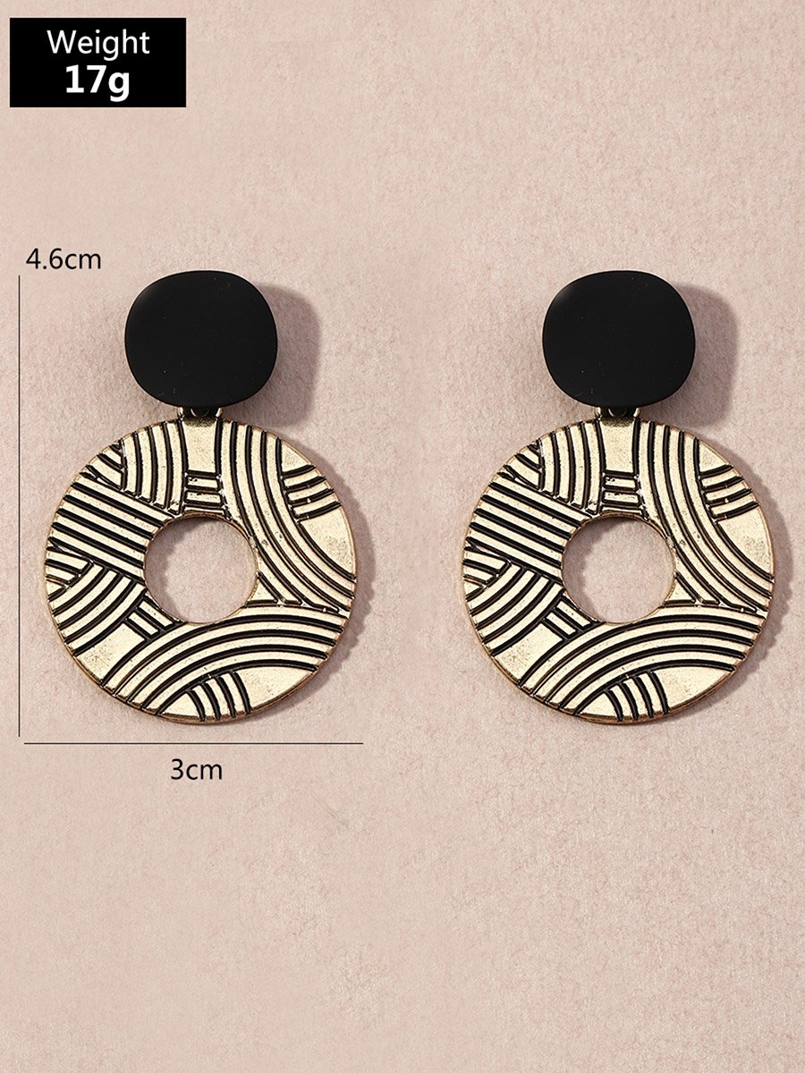 Textured Round Hoop Drop Earrings
