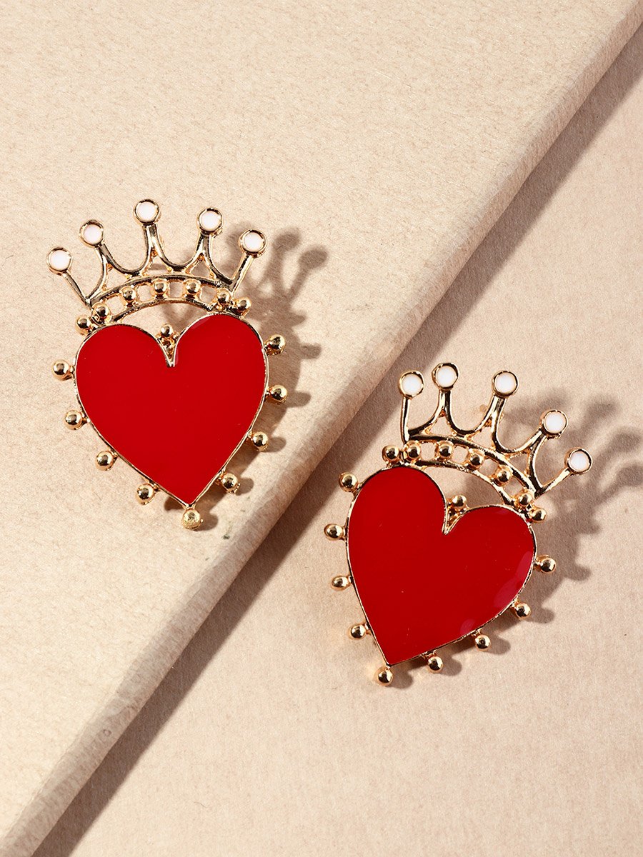 Crown and Heart Shaped Earrings
