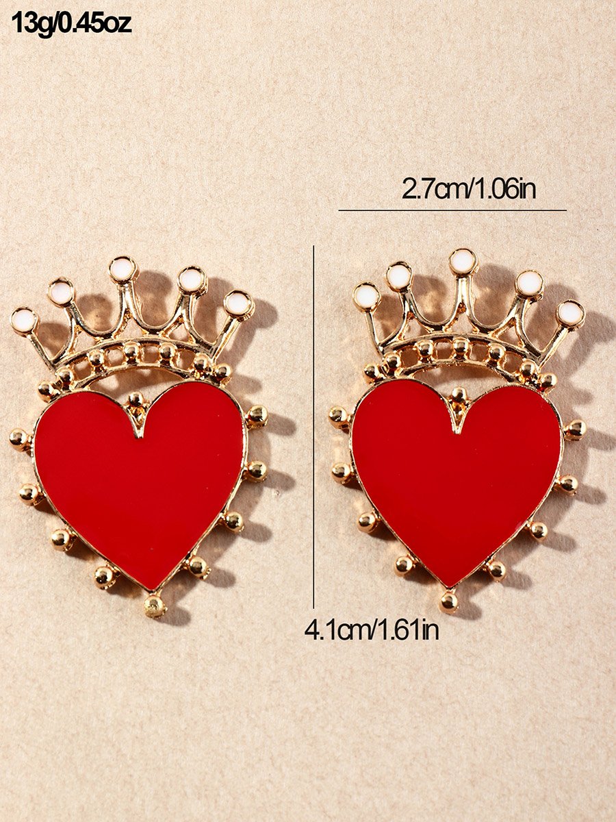 Crown and Heart Shaped Earrings
