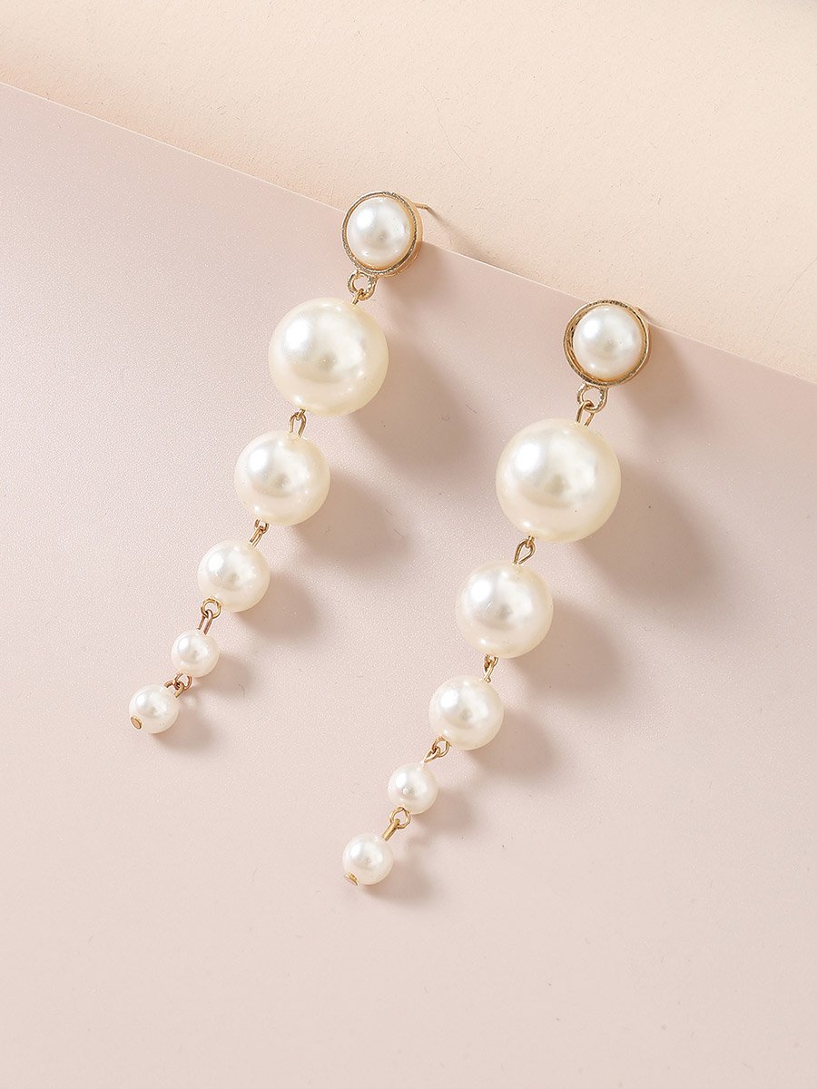 Faux Pearl Tassel Earrings