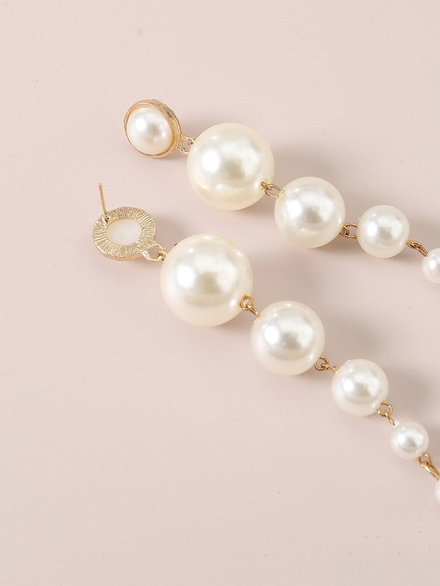 Faux Pearl Tassel Earrings