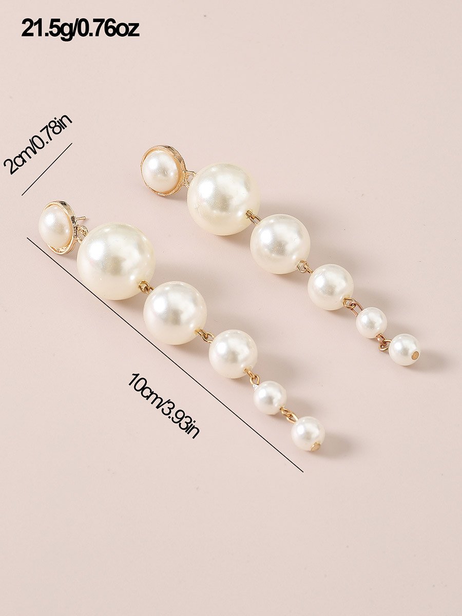 Faux Pearl Tassel Earrings