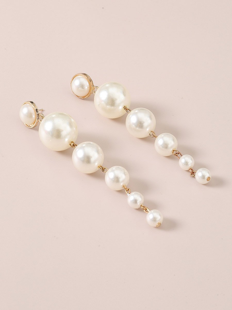 Faux Pearl Tassel Earrings