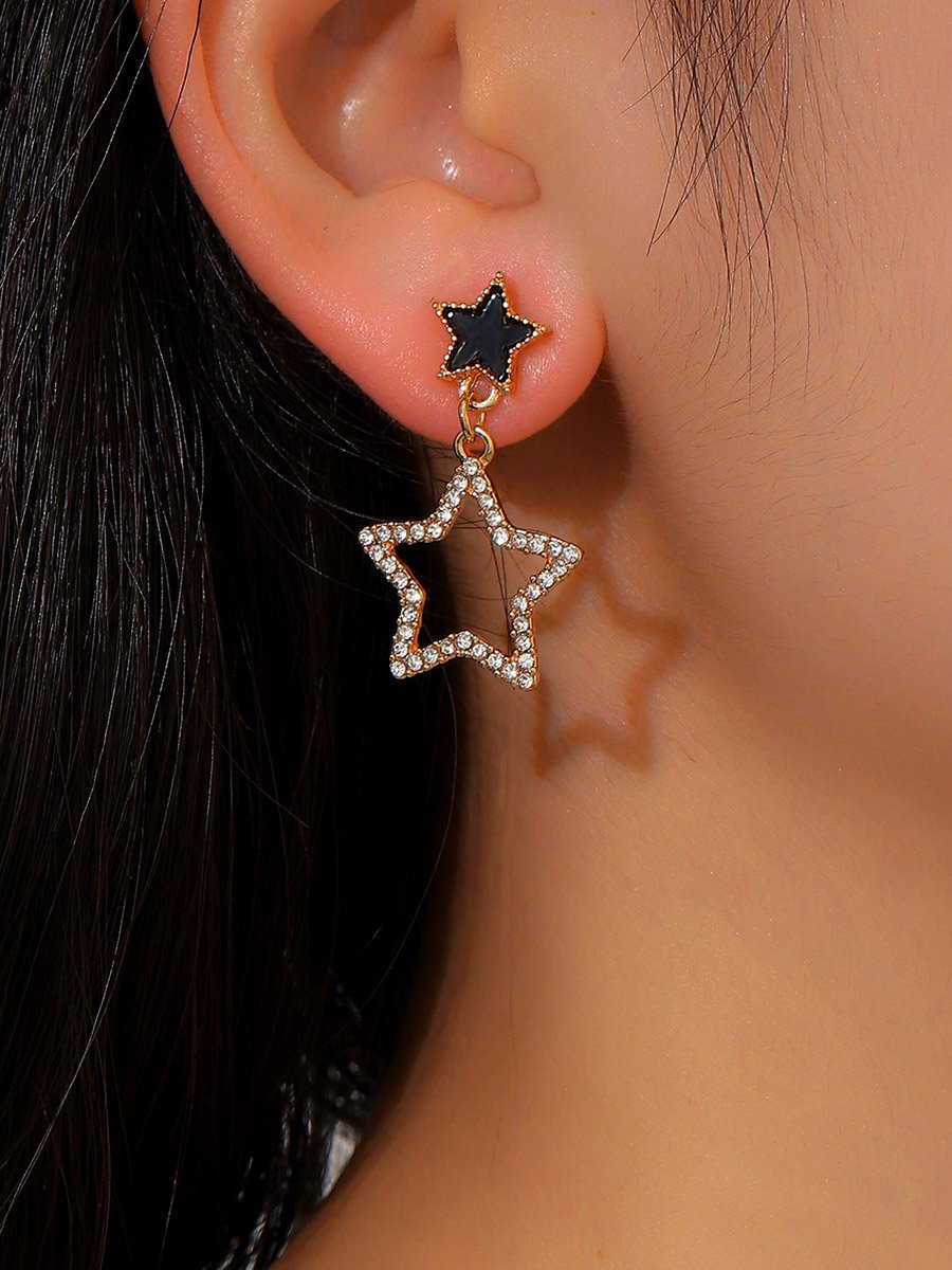 Star Drop Rhinestone Earrings
