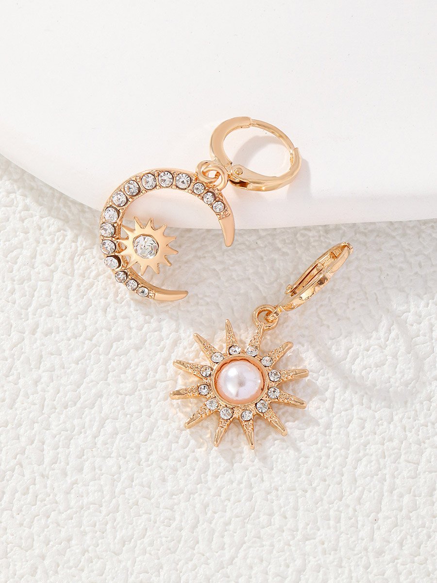 Gold Sun Moon Star Earrings