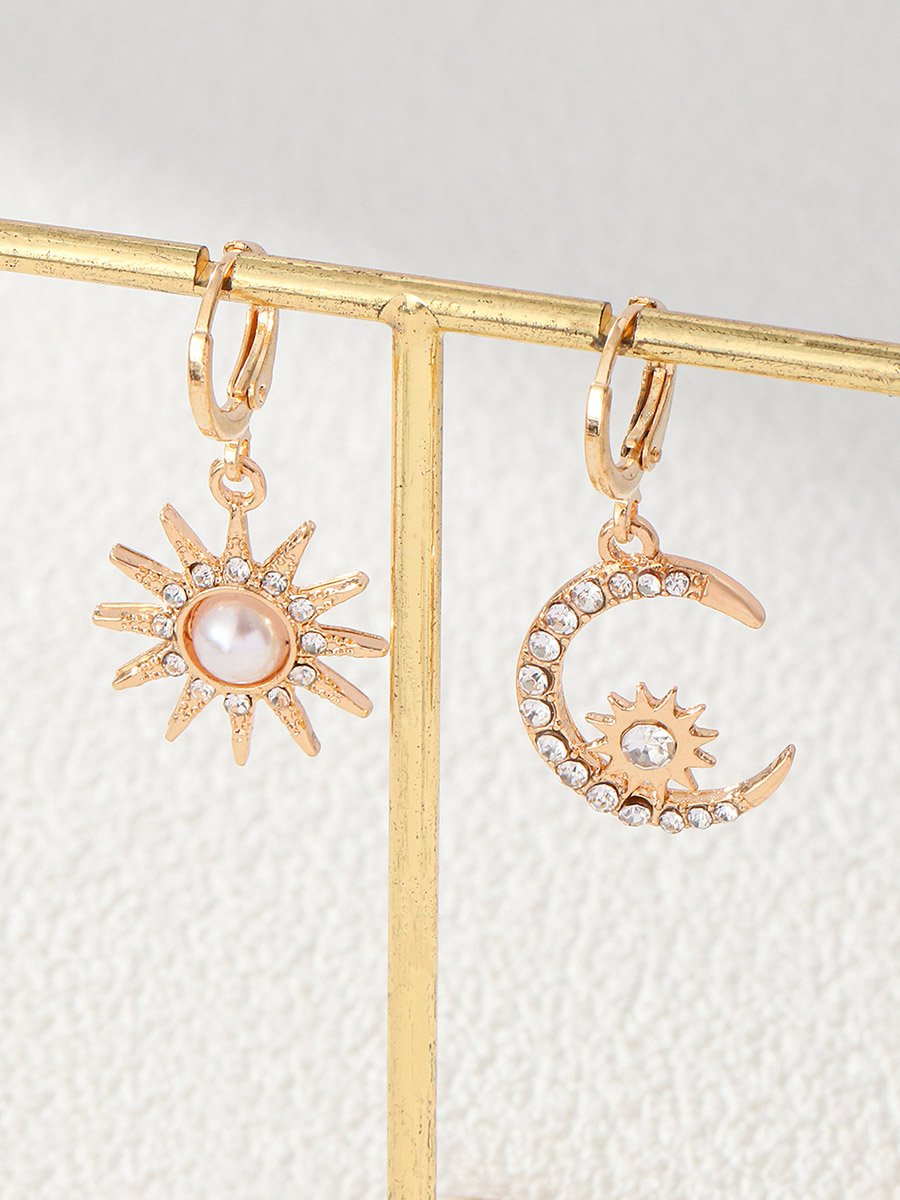 Gold Sun Moon Star Earrings
