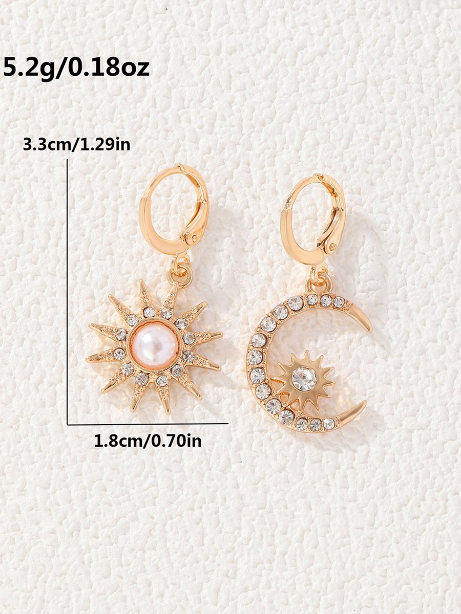 Gold Sun Moon Star Earrings