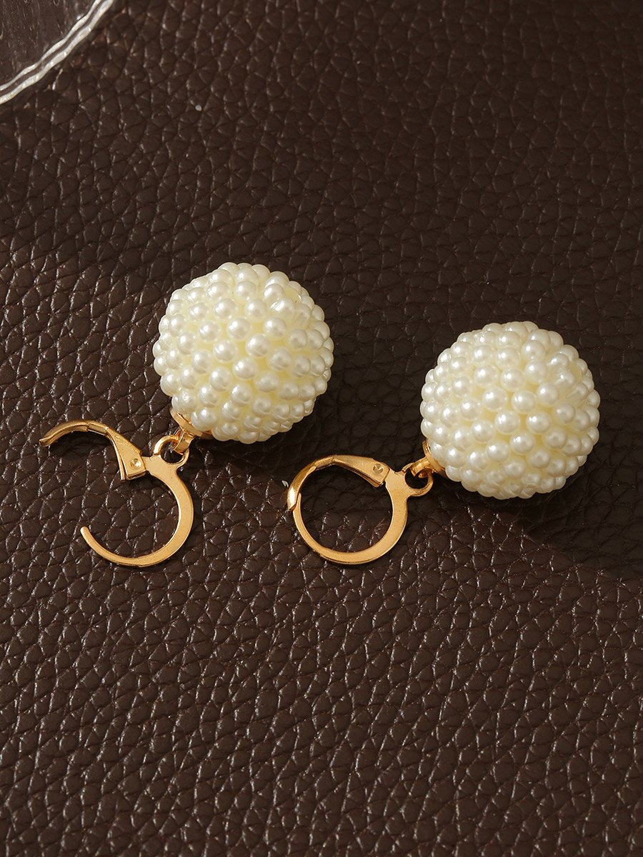 Faux Pearl Ball Drop Earrings