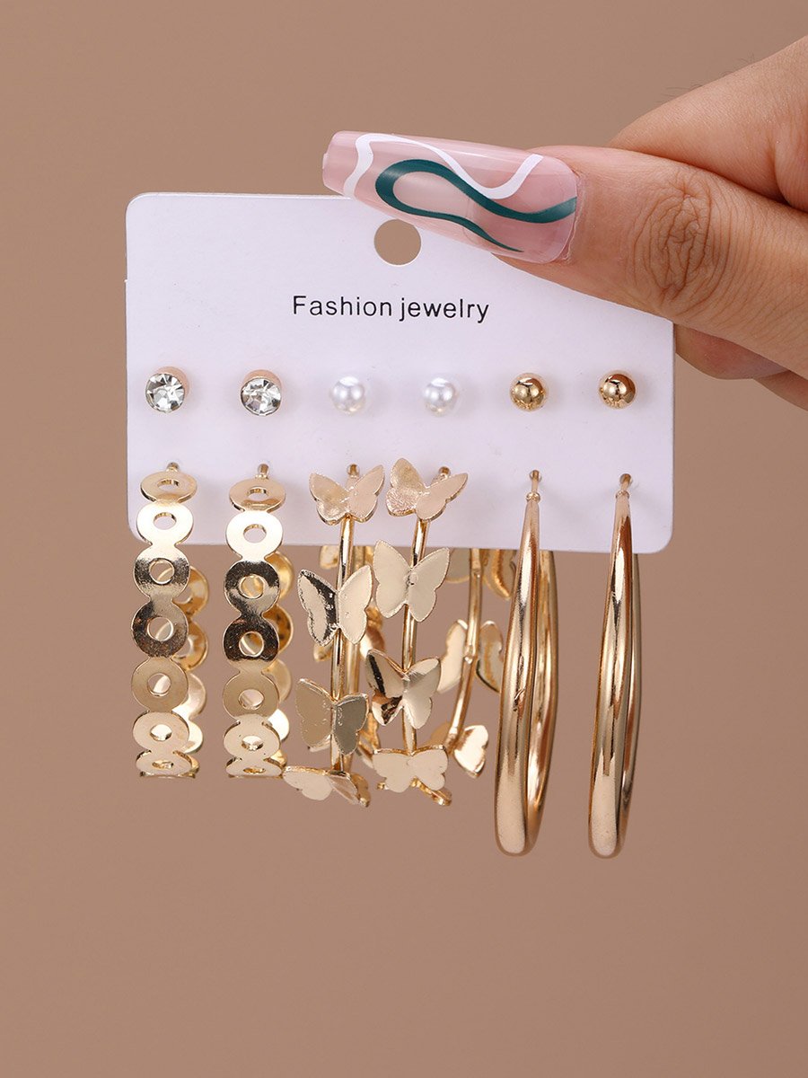 Set of 6 - Golden Hoop Earring
